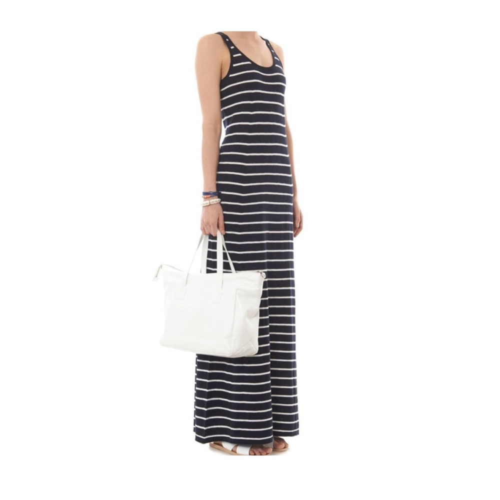 VINCE Dress Women's‎ XXS Navy Blue White Striped Cotton Sleeveless Tank Maxi
